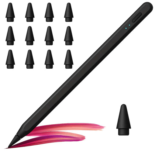 Stilou pentru iPad Apple 2018-2025, Stylus Pencil Profesional, Palm Rejection, Tilt, Magnetic, USB-C, Penite Anti-Zgarieturi, Fast Charge, Aluminiu, Set Penite Schimb Inclus PIEX.RO