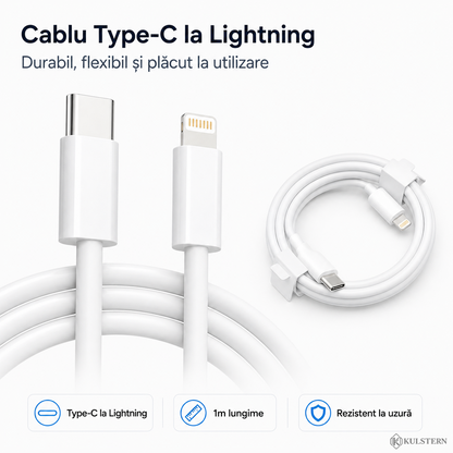 Cablu Lightning 1m inclus pentru încărcător iPhone Kulstern