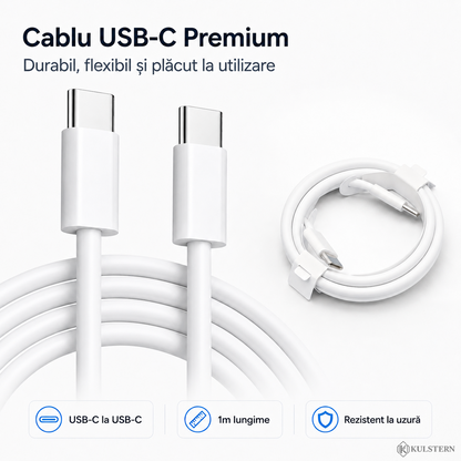 Cablu USB-C la USB-C premium 1m inclus pentru încărcător Kulstern