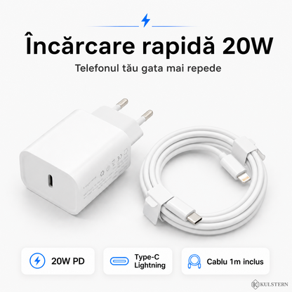 Încărcător rapid 20W pentru iPhone cu încărcare Power Delivery